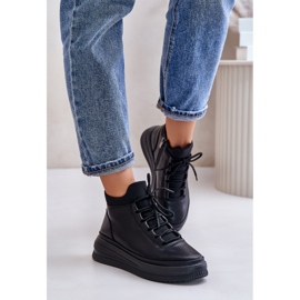 Artiker 55C1041 Chaussures de sport à plateforme en cuir léger, noir 1