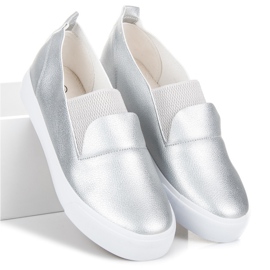 L&H Slipons d'argent gris 2