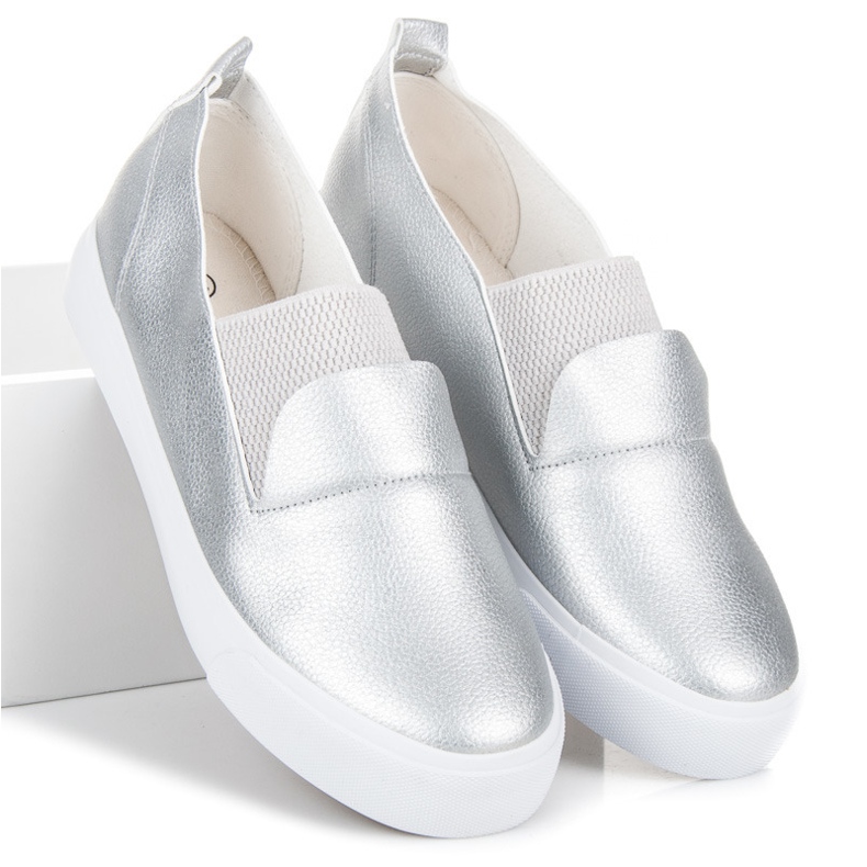 L&H Slipons d'argent gris 2