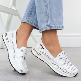 Evento Chaussures en cuir pour femmes Openwork Event White Event 8443 blanche 5