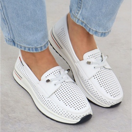 Evento Chaussures en cuir pour femmes Openwork Event White Event 8443 blanche 7