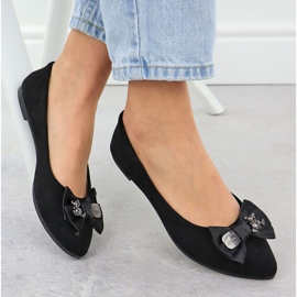 Ballerines féminines avec un arc noir Potocki BB23310 le noir 4