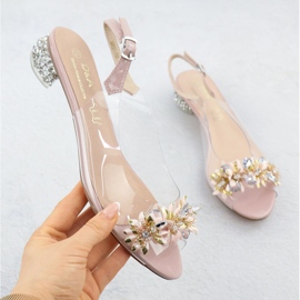 S.Barski Talons hauts pour femmes transparentes avec zircons D&amp;A rose par S. Barski MR51-709 1