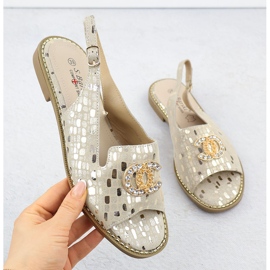 S.Barski Sandales en cuir pour femmes Złote S. Barski KV51-096 d'or 1