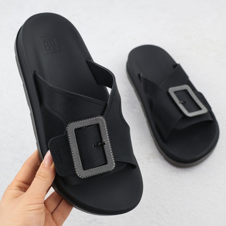 Zaxy Les tongs de piscine de plage pour femmes avec des pinces noires RR285078 1