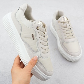 Baskets en cuir féminin beige evento 8240 1