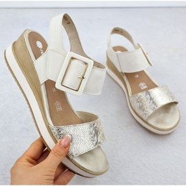 Sandales confortables en cuir pour velcro, Remonte D6453-61 Velcro blanc 1