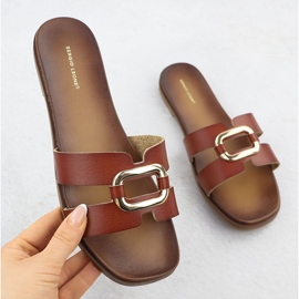Slippers pour femmes avec décoration brune Sergio Leone SK077H 1