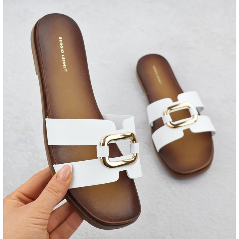 Les tongs des femmes avec des sergio leone blancs SK077H blanche 1