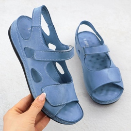 Sandales en cuir pour femmes pour Velcro bleu T.Sokolski L25-158 1