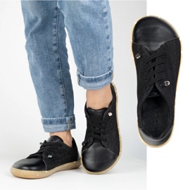 WASAK Chaussures aux pieds nus pour femmes en cuir minimaliste 0771W Jean noir le noir 1