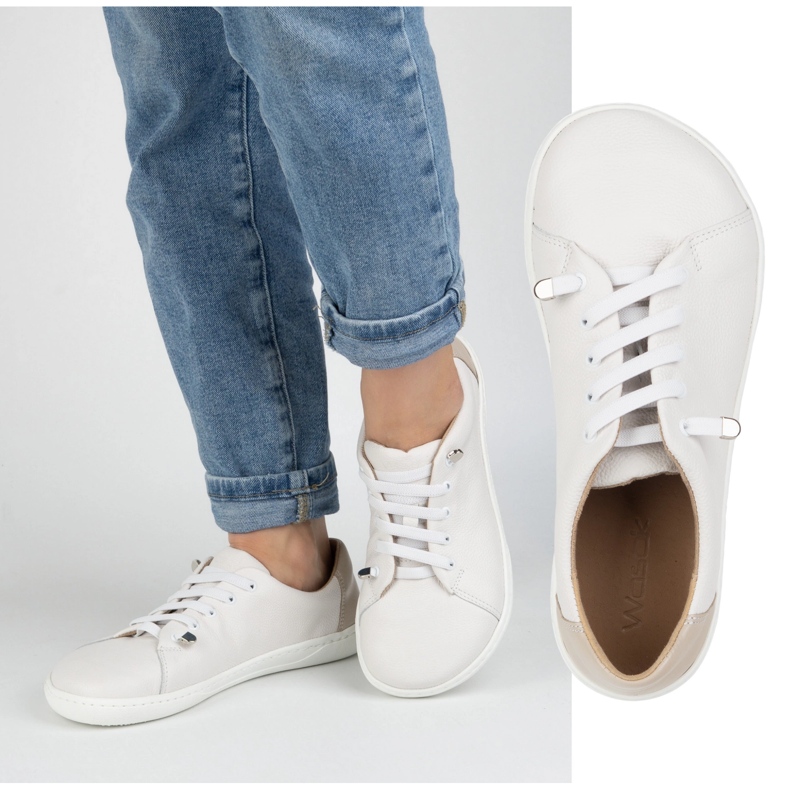 WASAK Chaussures aux pieds nus pour femmes en cuir minimaliste 0771W blanc 1