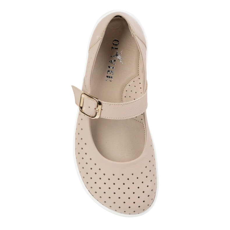 Barefoot Women's Ballerinas Olivier 1770pol en cuir avec boucle beige 1