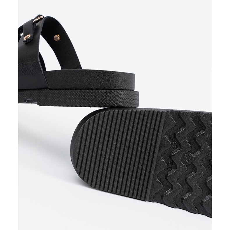 Seastar Des pantoufles de femmes noires décorées de trois rayures avec des strass 2