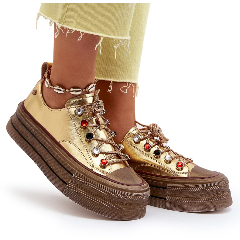 Baskets à plateforme pour femmes GOE NN2N4055 Or d'or 6