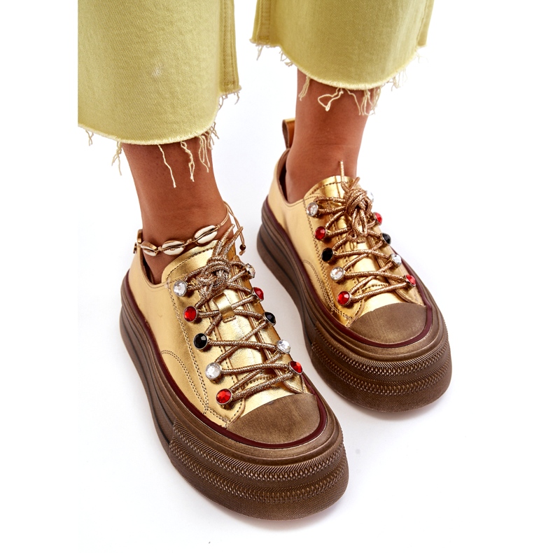 Baskets à plateforme pour femmes GOE NN2N4055 Or d'or 4