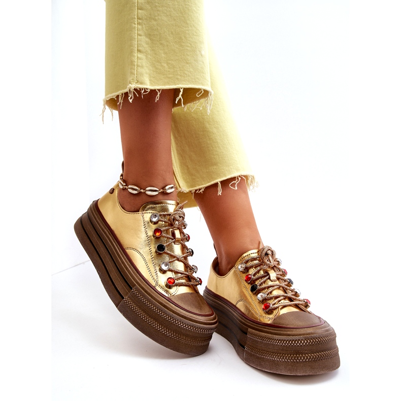 Baskets à plateforme pour femmes GOE NN2N4055 Or d'or 1