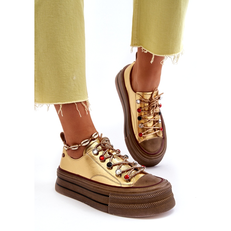 Baskets à plateforme pour femmes GOE NN2N4055 Or d'or 3