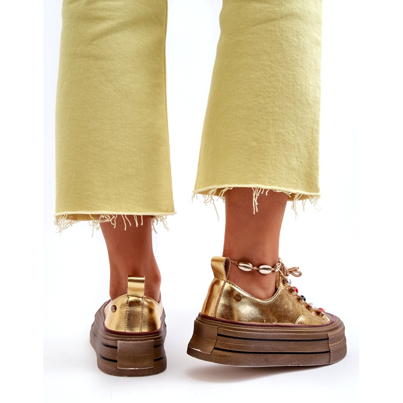 Baskets à plateforme pour femmes GOE NN2N4055 Or d'or 5