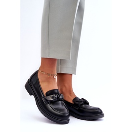 S.Barski Mocassins en cuir à thèmes noirs avec décoration S. Barski HY335 1