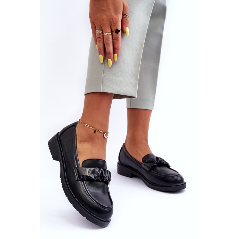 S.Barski Mocassins en cuir à thèmes noirs avec décoration S. Barski HY335 2