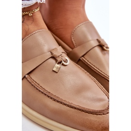 Mocassins femme en cuir beige 5