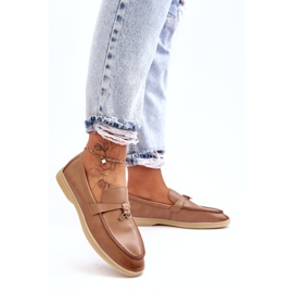 Mocassins femme en cuir beige 3