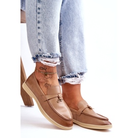 Mocassins femme en cuir beige 1