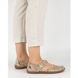 Olivier Chaussures aux pieds nus en cuir naturel avec imprimé 1284 beige 2