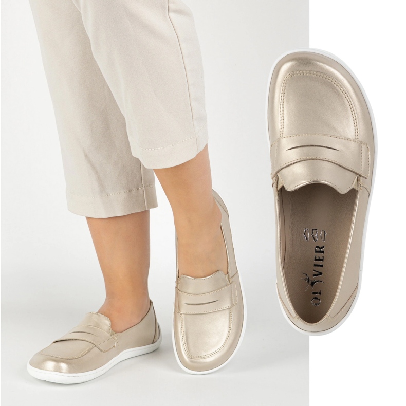 Olivier Barefoot Elegant Women's Minimalist Le cuir Modafers 1280 Zlotys doré 1