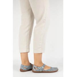 Olivier Chaussures aux pieds nus en cuir naturel avec imprimé 1284 bleu 1