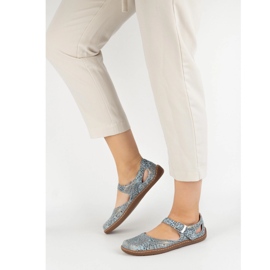 Olivier Chaussures aux pieds nus en cuir naturel avec imprimé 1284 bleu 2