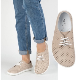 Olivier Sneakers minimalistes aux pieds nus pour femmes 1288pol beige avec blanc 1