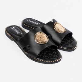 Seastar Les tongs noirs avec une décoration dorée 1