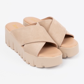 Seastar Sandales compensées femme en daim beige 3