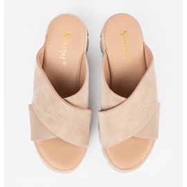 Seastar Sandales compensées femme en daim beige 4