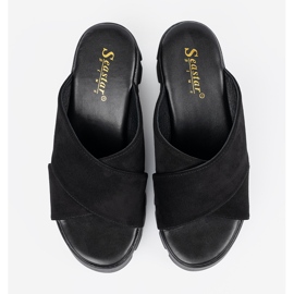 Seastar Sandales compensées femme en daim noir le noir 2