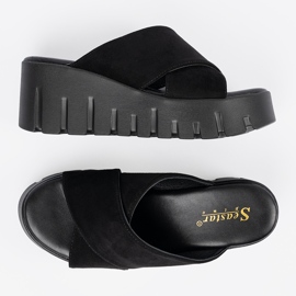 Seastar Sandales compensées femme en daim noir le noir 3