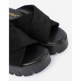 Seastar Sandales compensées femme en daim noir le noir 4