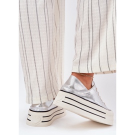 Baskets en cuir pour femmes sur la plate-forme en argent Goe RR2N4108 7