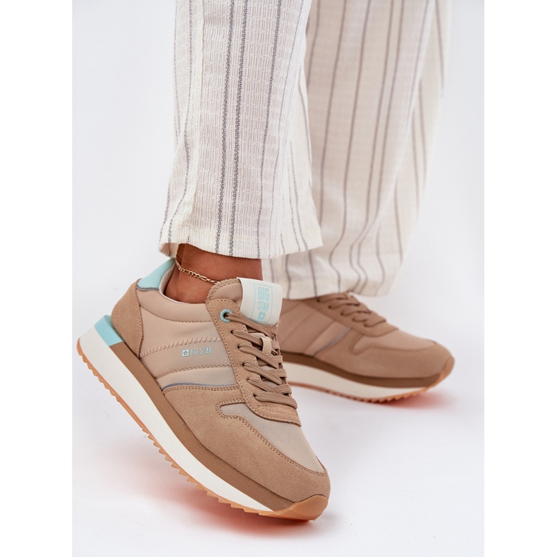 Sneakers en daim féminin Big Star RR274A048 Système de ton foncé beige 1