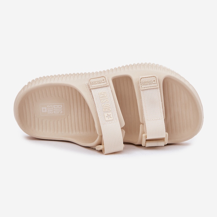 Slippers de mousse féminine avec Big Star RR274A529 Velcro Beige 2