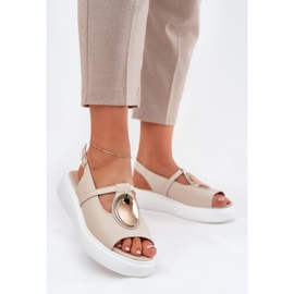 Sandales féminines élégantes en cuir S.Barski GR51-603 beige 2