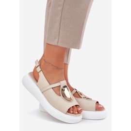 Sandales féminines élégantes en cuir S.Barski GR51-603 beige 1