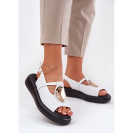 S.Barski Sandales féminines élégantes en cuir S. Barski GR51-603 Blanc blanche 2