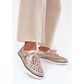 S.Barski Chaussures en cuir pour femmes S. Barski LR51-611 Złote doré 2