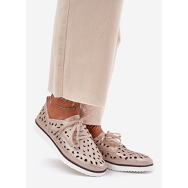 S.Barski Chaussures en cuir pour femmes S. Barski LR51-611 Złote doré 1