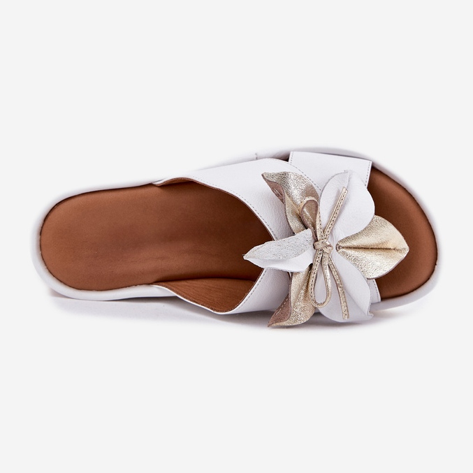 Cales en cuir pour femmes avec une fleur décorative artiker 52c0537 blanc blanche 2