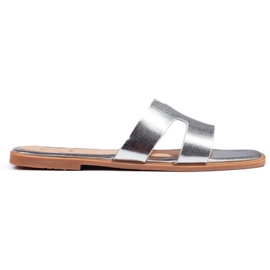 Tongs classiques argentées pour femmes 3