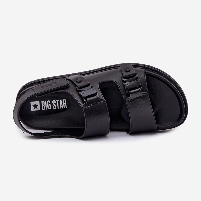 Big Star RR174086 Sandales en cuir masculin noir 2